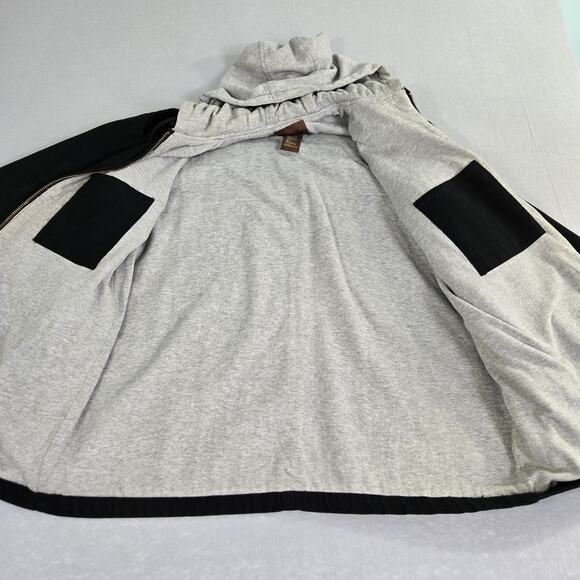 Marino Bay Men's Canvas Hooded Barn Chore Black & Gray Sweatshirt Lined Jacket - Picture 8 of 16